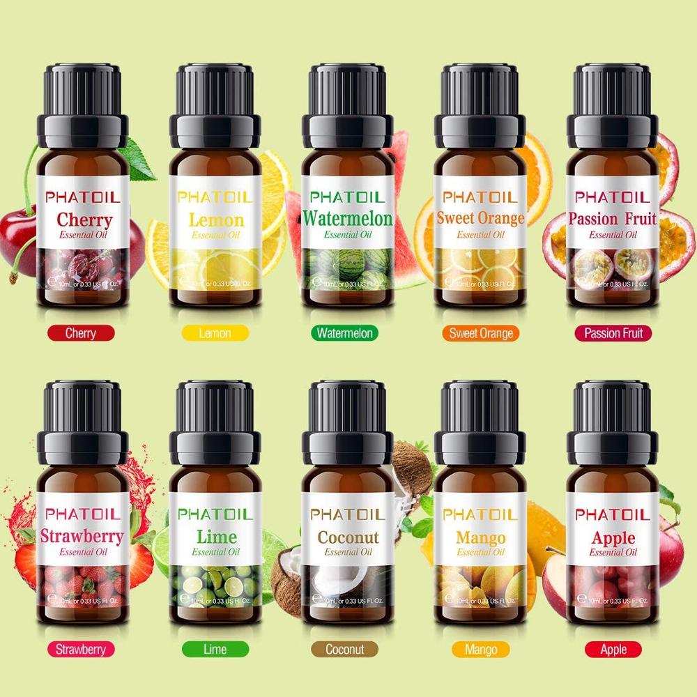 10 Piece Fruit Fragrance Essential Oils 10ml Bottles