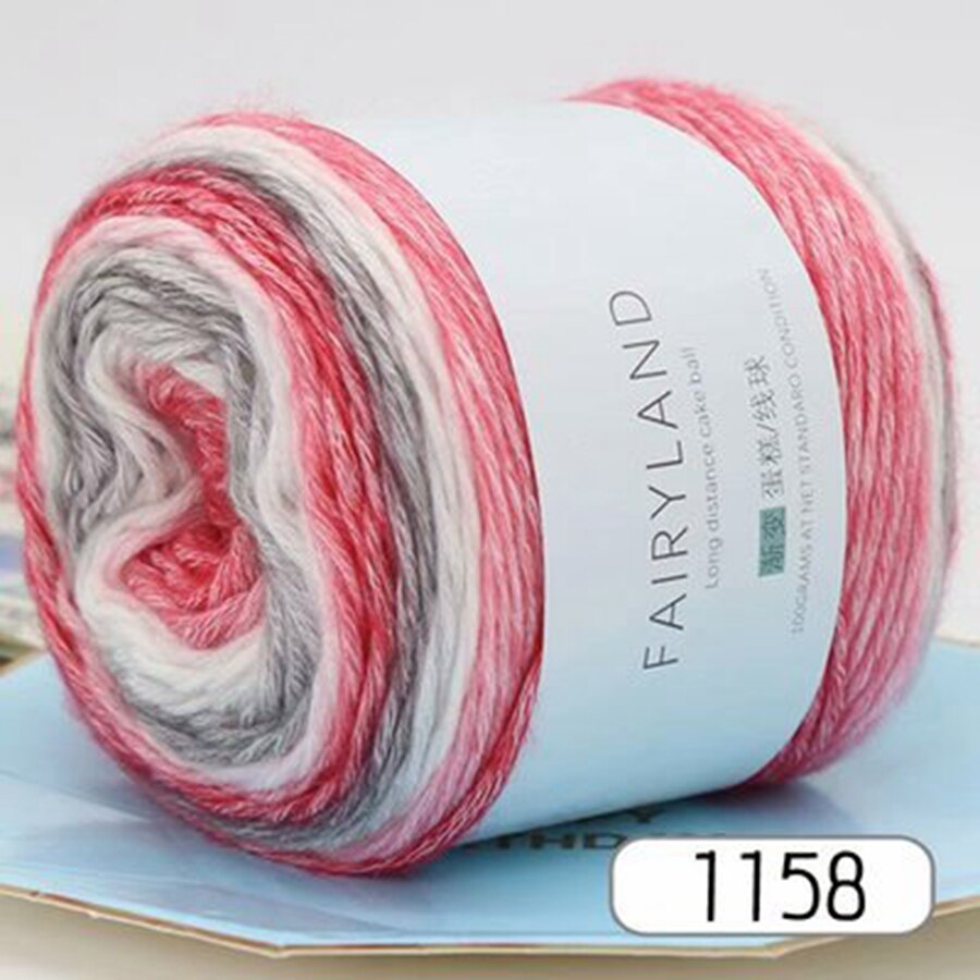 Rainbow Woolen Yarn Soft Hand Woven Cake Yarn