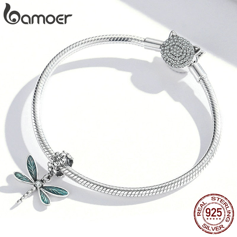 Bamoer Bracelet Sterling Silver Dragonfly Pendant Charm