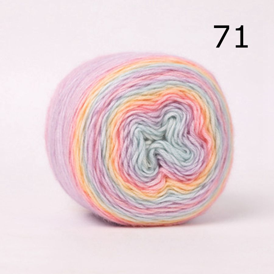 Rainbow Woolen Yarn Soft Hand Woven Cake Yarn