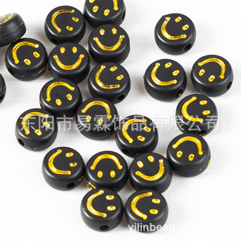 Acrylic Smiley Face Beads (color options, 100/set)