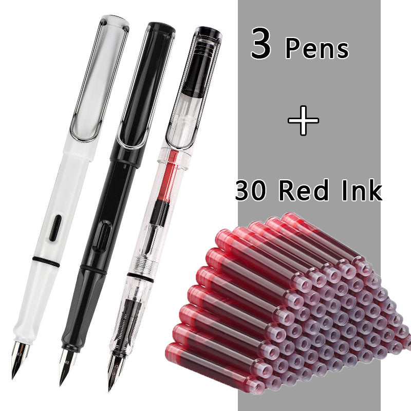 Fountain Pen Set Black/Blue/Red ink (0.38 mm, 33 or 50/set)