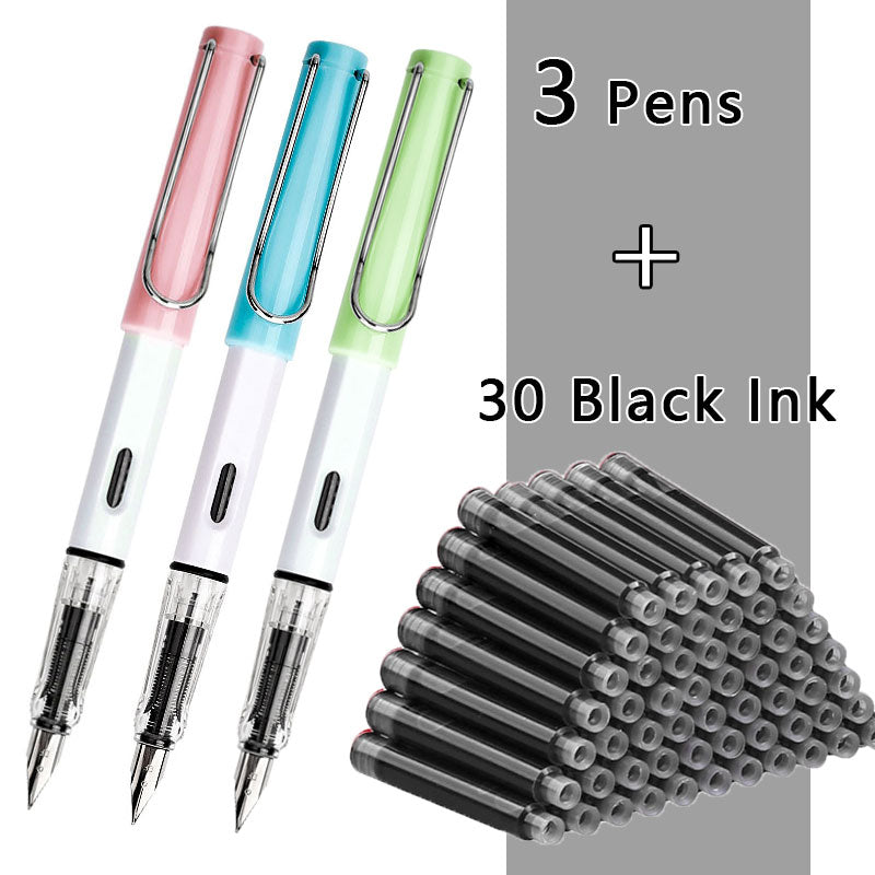 Fountain Pen Set Black/Blue/Red ink (0.38 mm, 33 or 50/set)