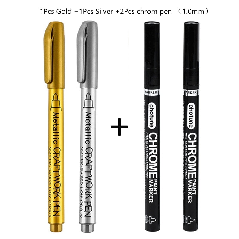 Metallic Waterproof Permanent Paint Marker (white/silver/gold 4or 8/set)