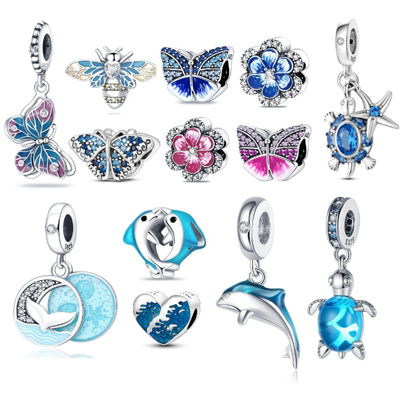 Assortment Charms Blue Accented