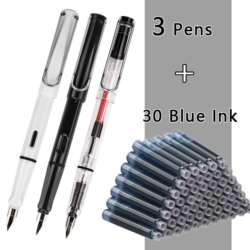 Fountain Pen Set Black/Blue/Red ink (0.38 mm, 33 or 50/set)