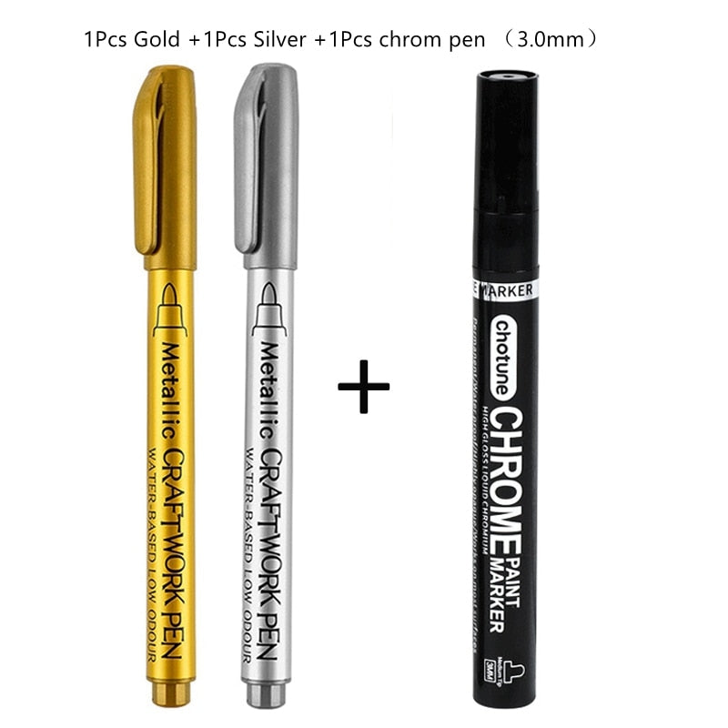 Metallic Waterproof Permanent Paint Marker (white/silver/gold 4or 8/set)