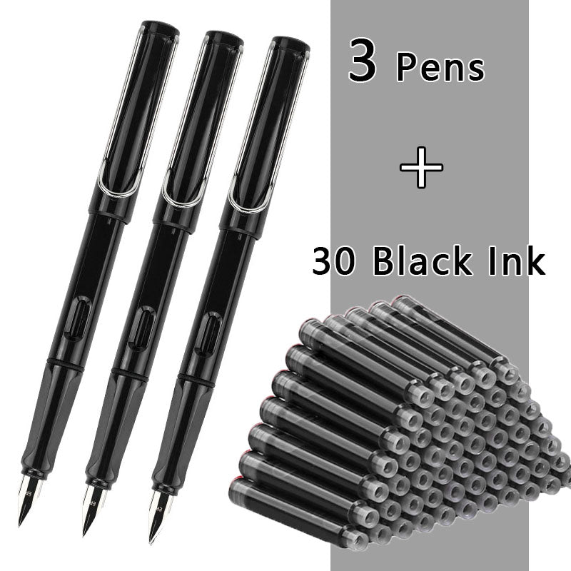 Fountain Pen Set Black/Blue/Red ink (0.38 mm, 33 or 50/set)