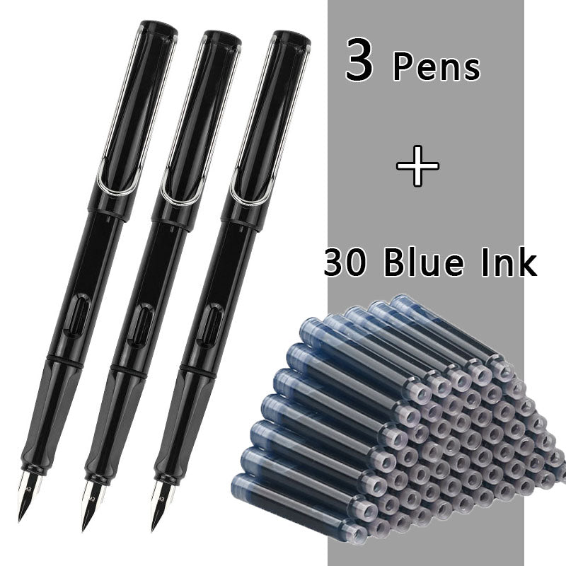 Fountain Pen Set Black/Blue/Red ink (0.38 mm, 33 or 50/set)