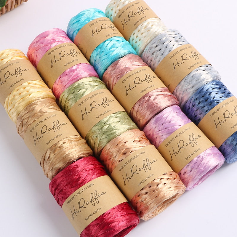 80M Metallic Natural Raffia Straw Yarn