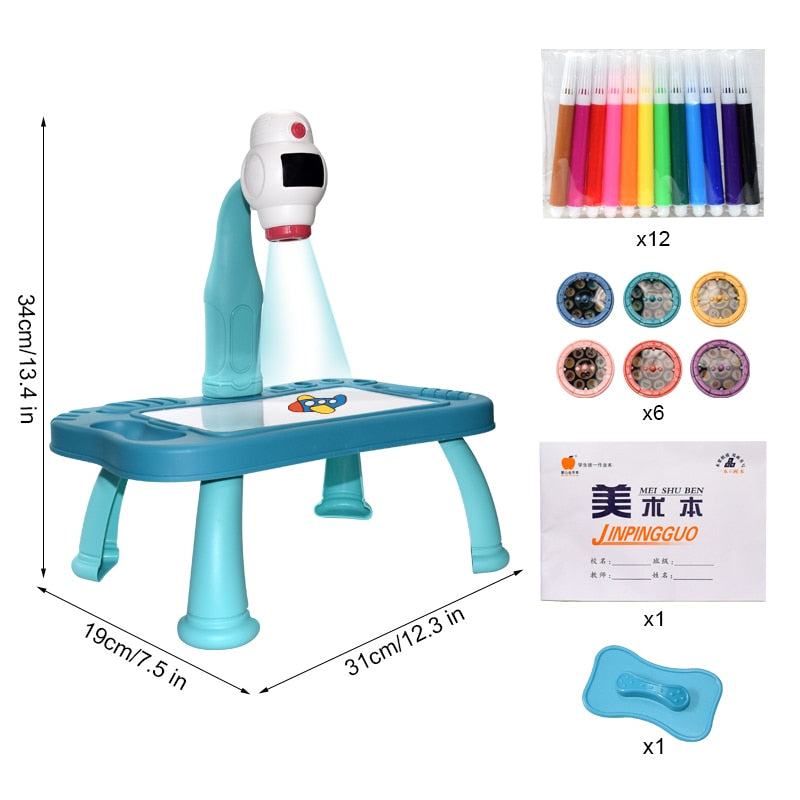 Children LED Projector Art Drawing Table