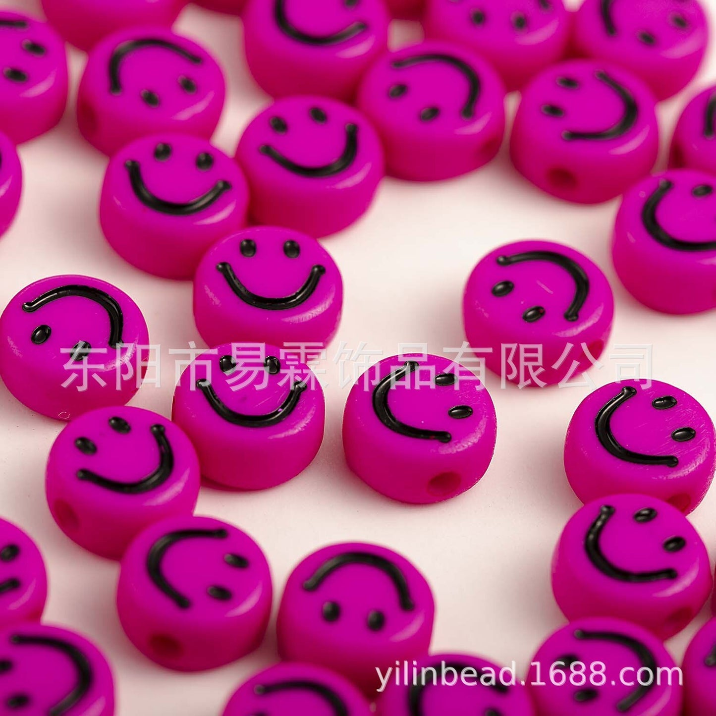 Acrylic Smiley Face Beads (color options, 100/set)