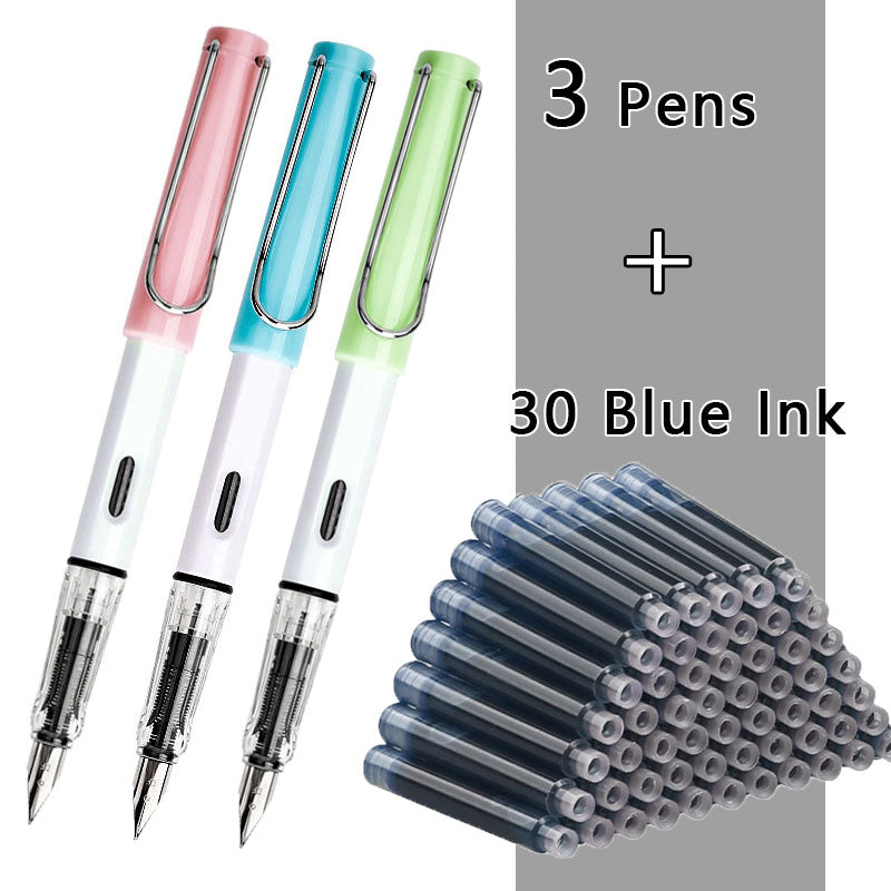 Fountain Pen Set Black/Blue/Red ink (0.38 mm, 33 or 50/set)