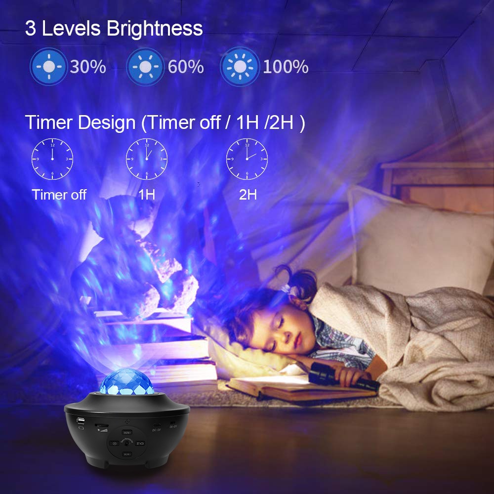 USB LED Sound Activated Night Light Projector