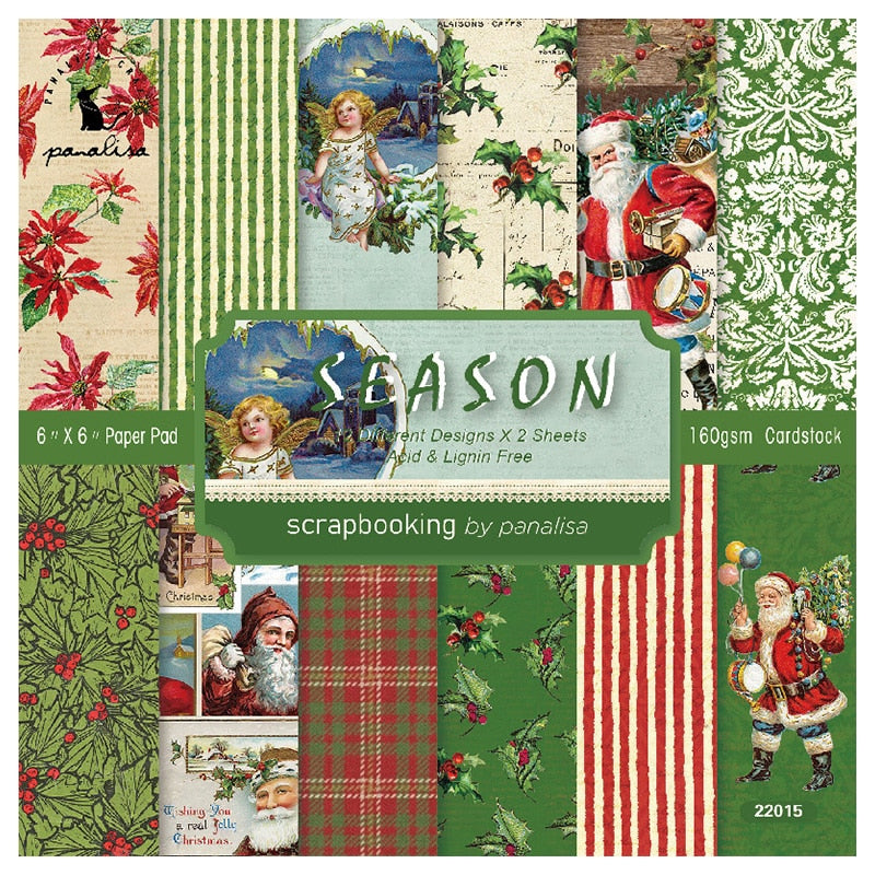 Christmas Scrapbooking Paper (15x15cm 12/pack, style options)