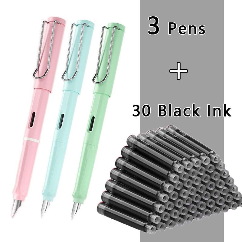 Fountain Pen Set Black/Blue/Red ink (0.38 mm, 33 or 50/set)