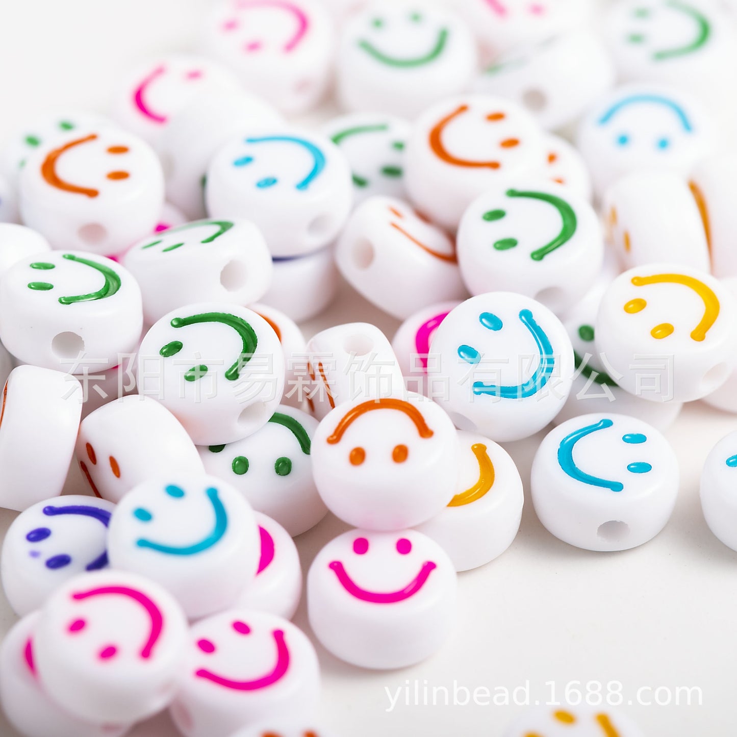 Acrylic Smiley Face Beads (color options, 100/set)