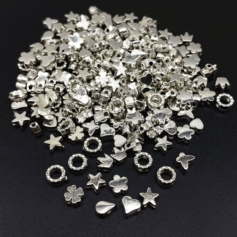 Acrylic Silver Loose Spacer Beads 100/set