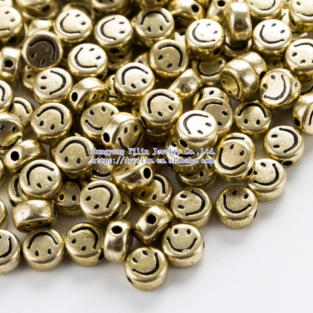 Acrylic Smiley Face Beads (color options, 100/set)