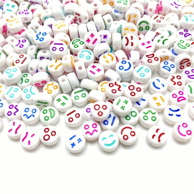 Acrylic Smiley Face Beads (color options, 100/set)