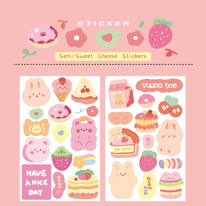 Cute Cartoon Sticker (2 sheets/box, color/style options)