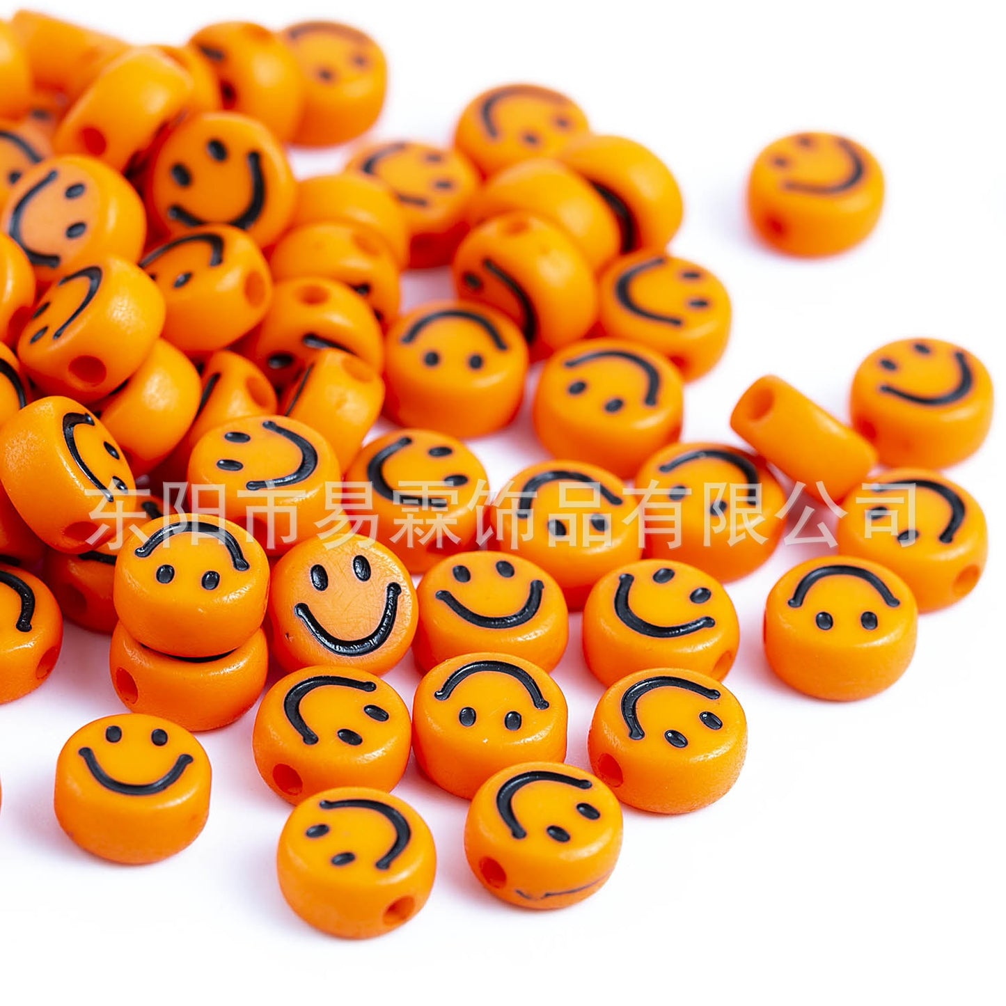 Acrylic Smiley Face Beads (color options, 100/set)