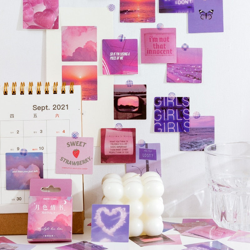 Pink Purple Love Stickers (46/pack, style options)