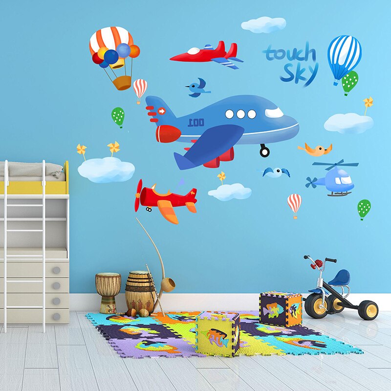 Cartoon Rocket Height Measure Wall Stickers