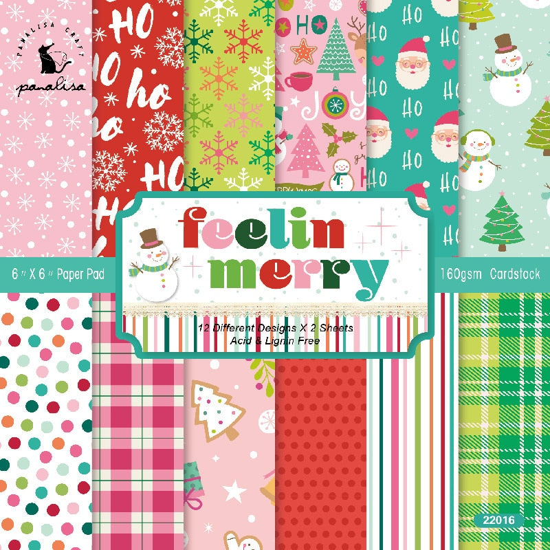 Christmas Scrapbooking Paper (15x15cm 12/pack, style options)