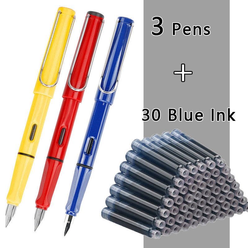 Fountain Pen Set Black/Blue/Red ink (0.38 mm, 33 or 50/set)