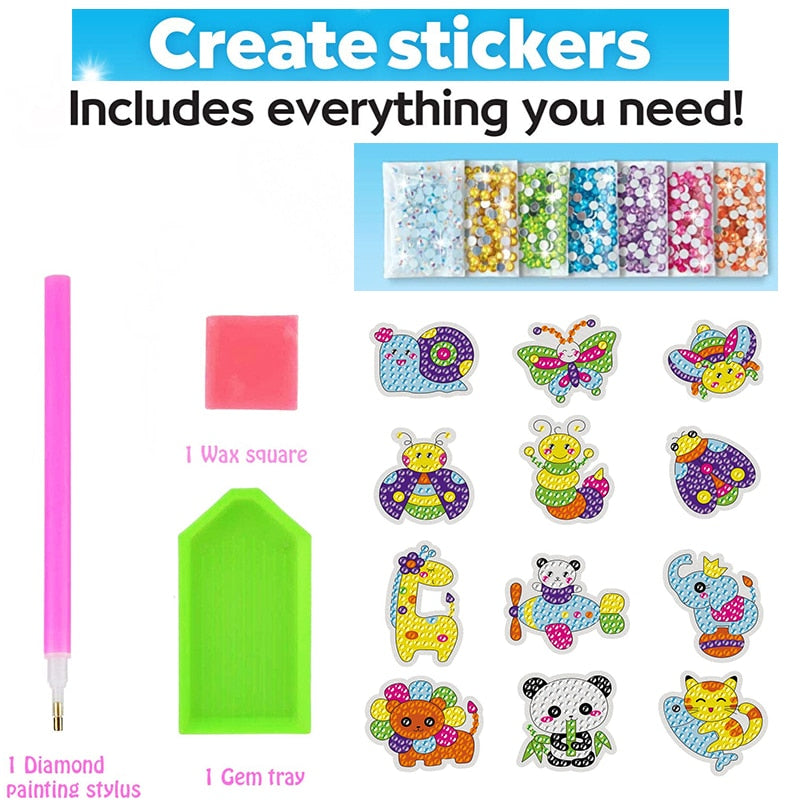 Kids Diamond Painting Stickers 12/kit