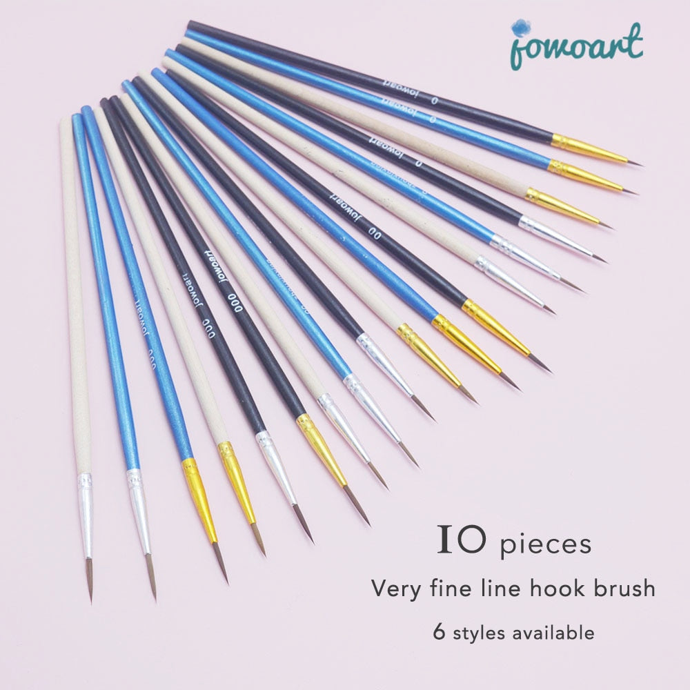 Fine Line Hook Paint Brush Set (10/set)