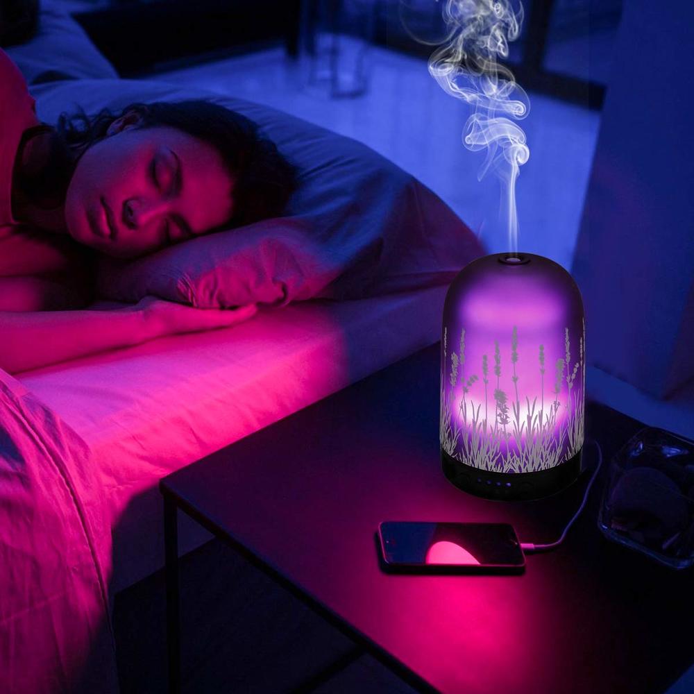 100ml Ultrasonic Glass Humidifier/Oil Diffuser, 7 LED Light Displays