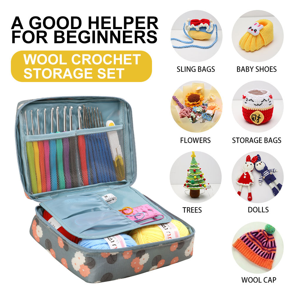 2022 Crochet Kit Storage Bag with Hooks/Yarn/Accessories