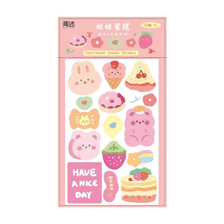 Cute Cartoon Sticker (2 sheets/box, color/style options)