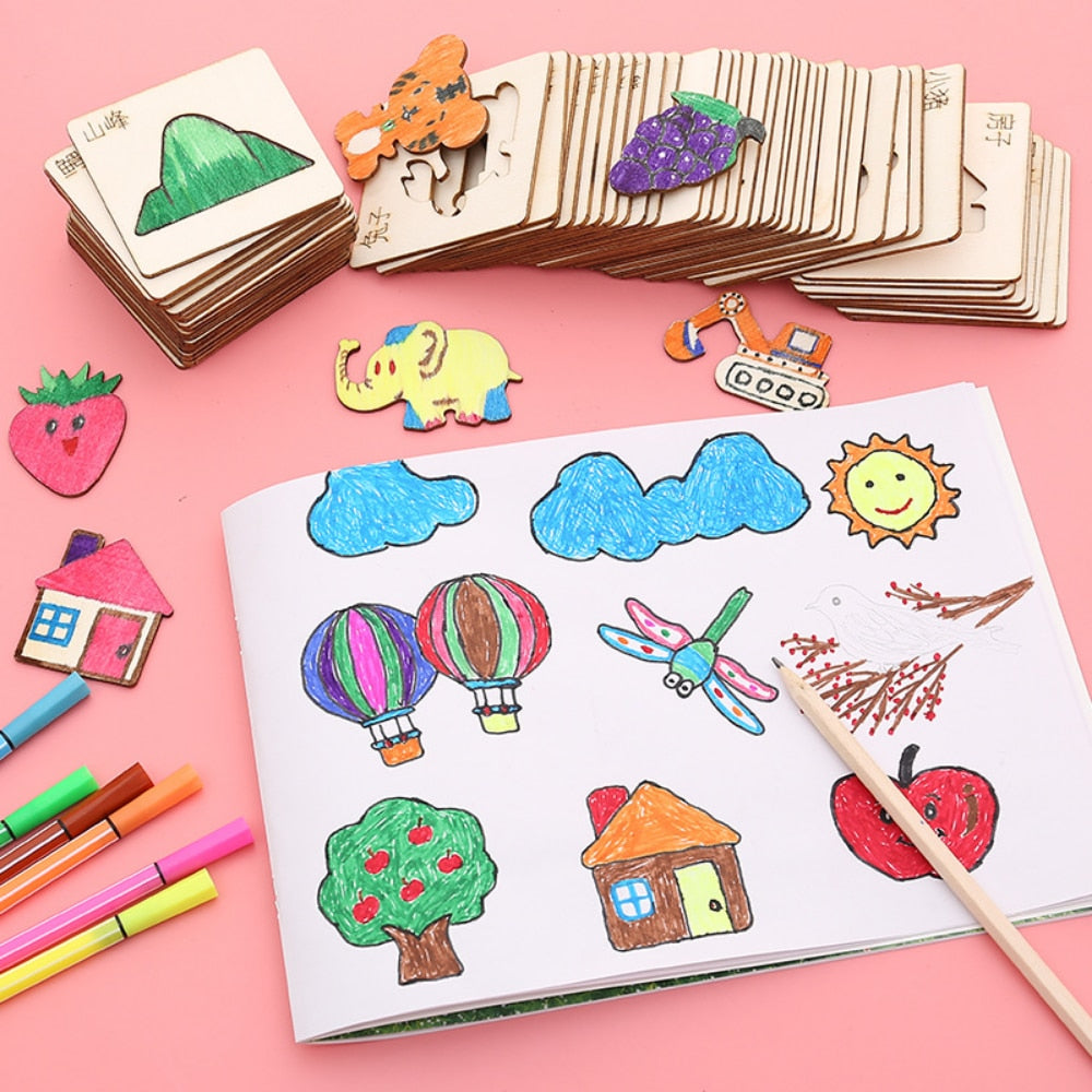 20pcs Montessori Wooden Stencils