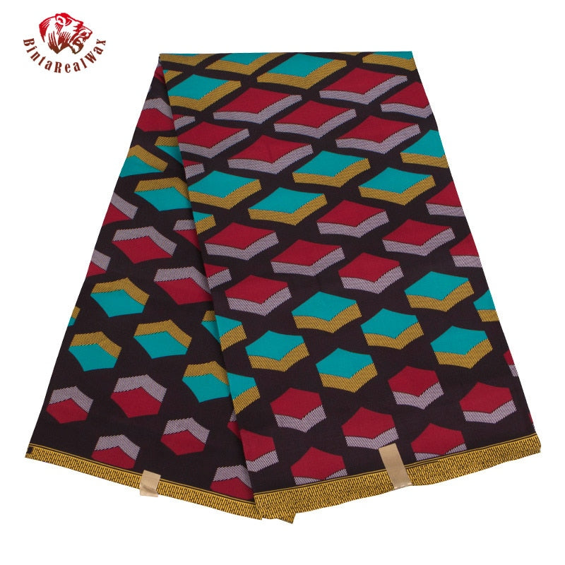 African Geometric Pattern Ankara Polyester Fabric