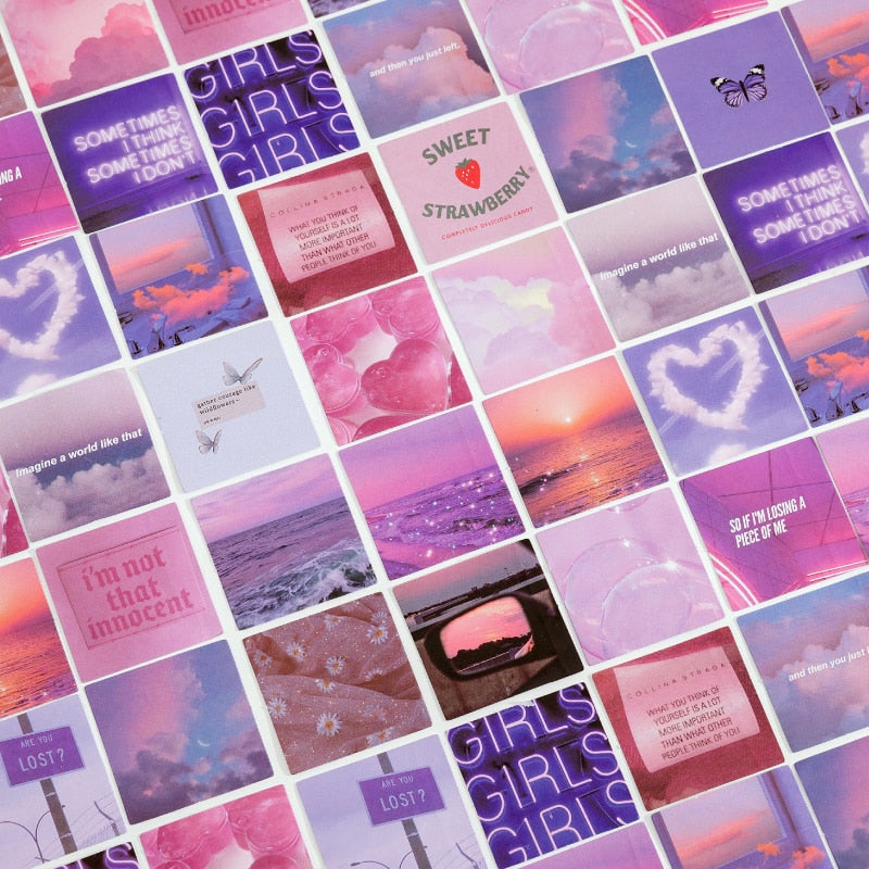 Pink Purple Love Stickers (46/pack, style options)