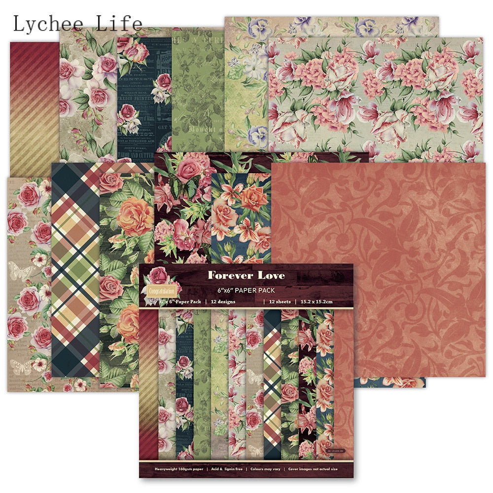 Decorative Scrapbook Paper (12/pack, color/style options)