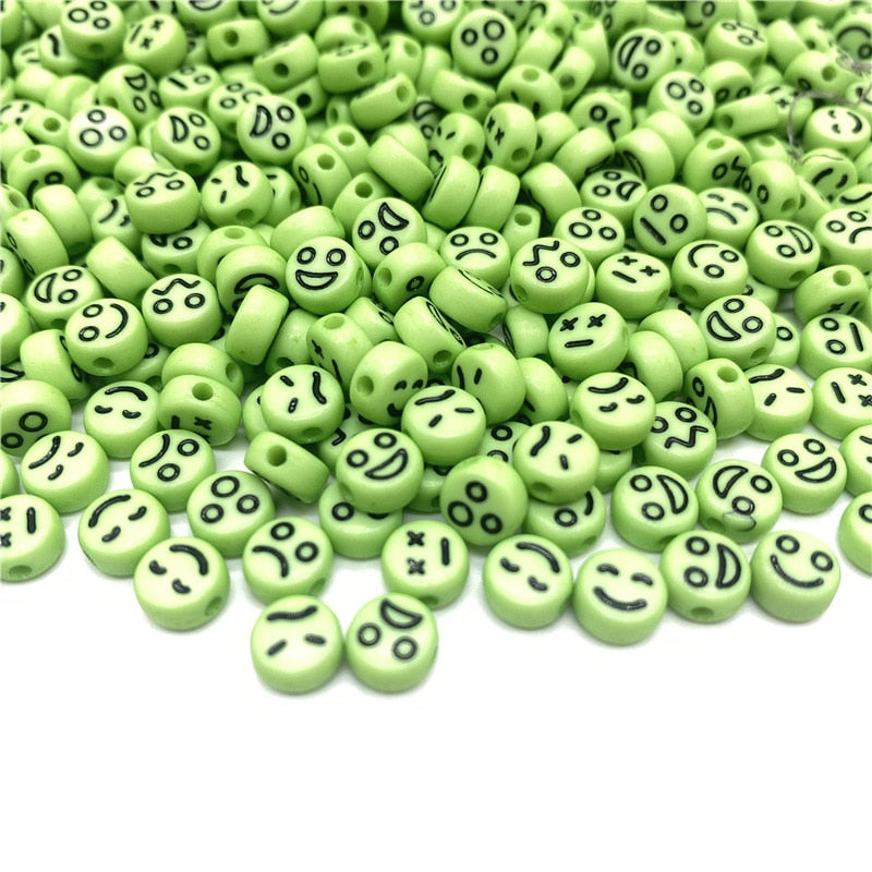 Acrylic Smiley Face Beads (color options, 100/set)