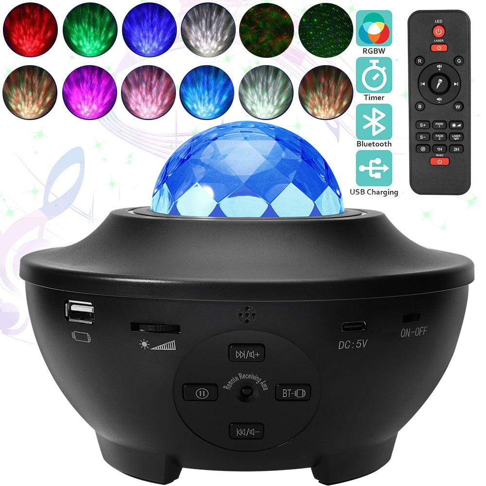 USB LED Sound Activated Night Light Projector