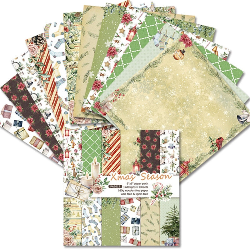 Christmas Scrapbooking Paper (15x15cm 12/pack, style options)