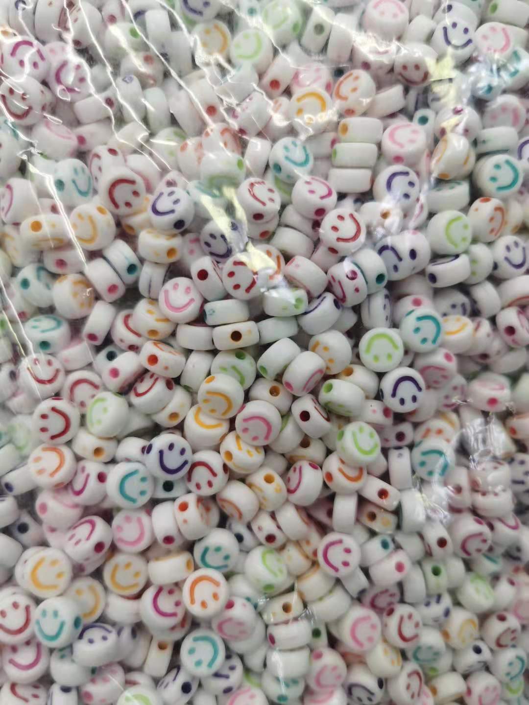 Acrylic Smiley Face Beads (color options, 100/set)