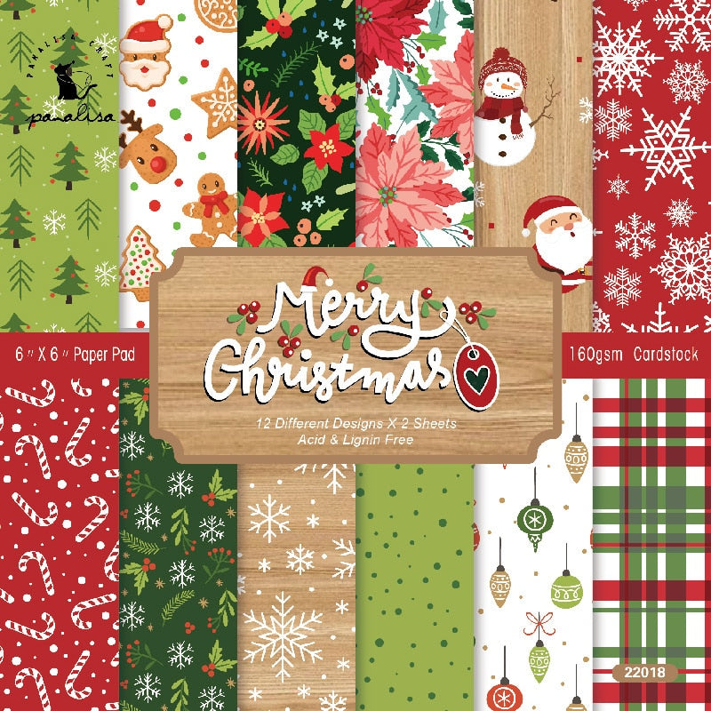 Christmas Scrapbooking Paper (15x15cm 12/pack, style options)