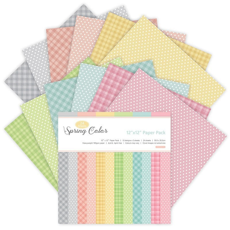 Pastel Patterned Cardstock Scrapbook Paper (15x15cm, 12 or 24 sheets)