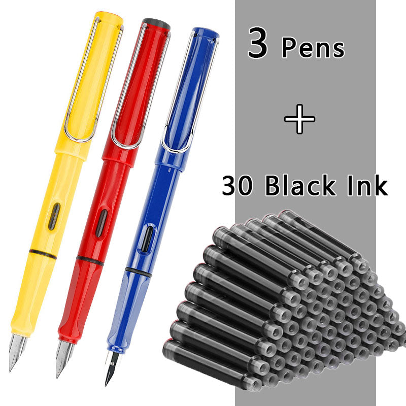 Fountain Pen Set Black/Blue/Red ink (0.38 mm, 33 or 50/set)