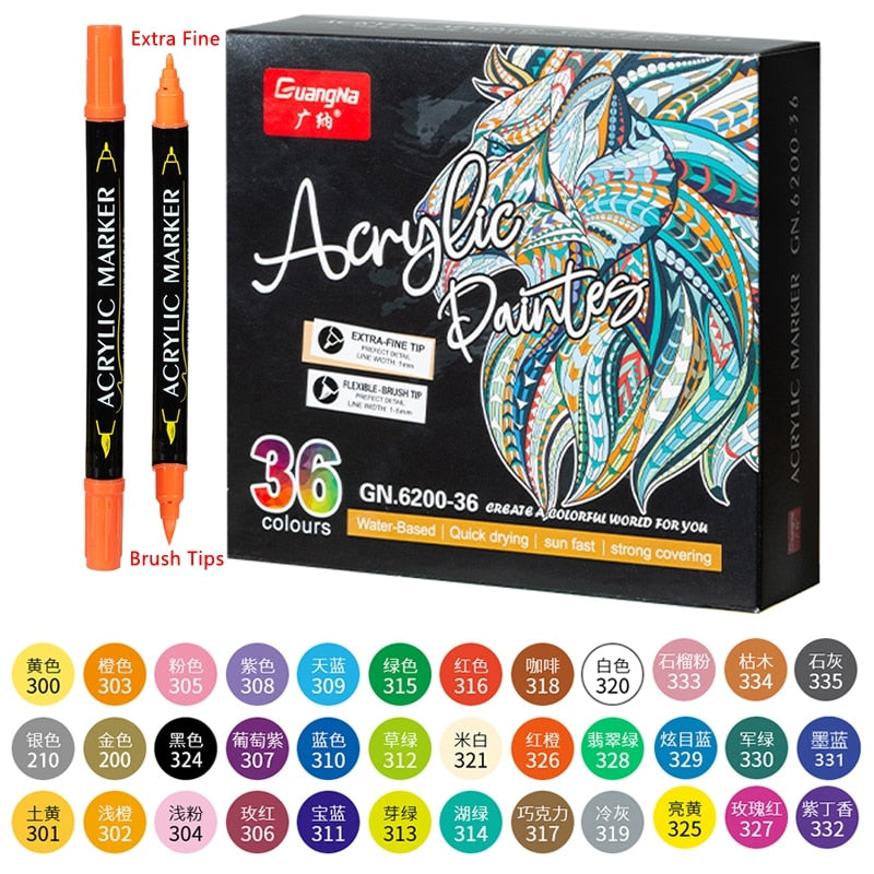 Acrylic Paint Marker Pens Extra Fine Tip (12/24/36 colors/set)