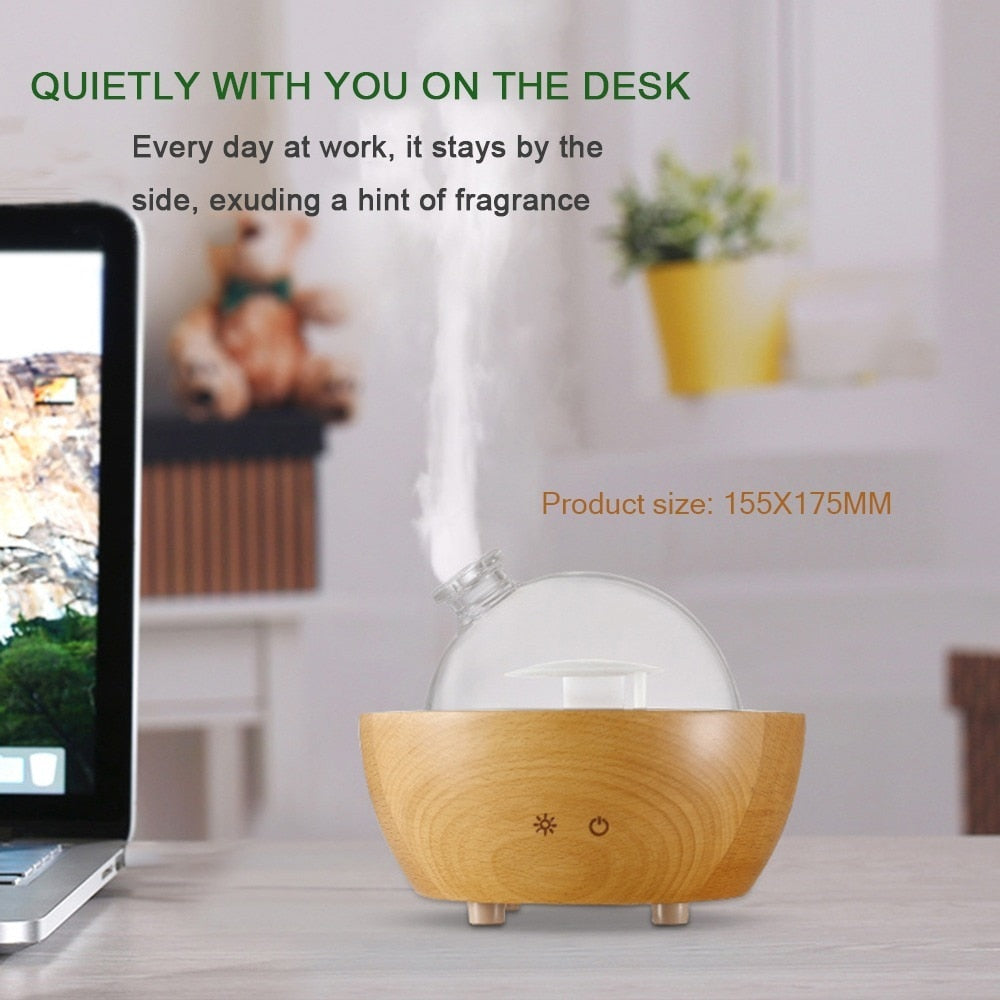 150ml Solid Wood Aroma Diffuser/Humidifier, 7 LED Light Displays, Bluetooth Connect