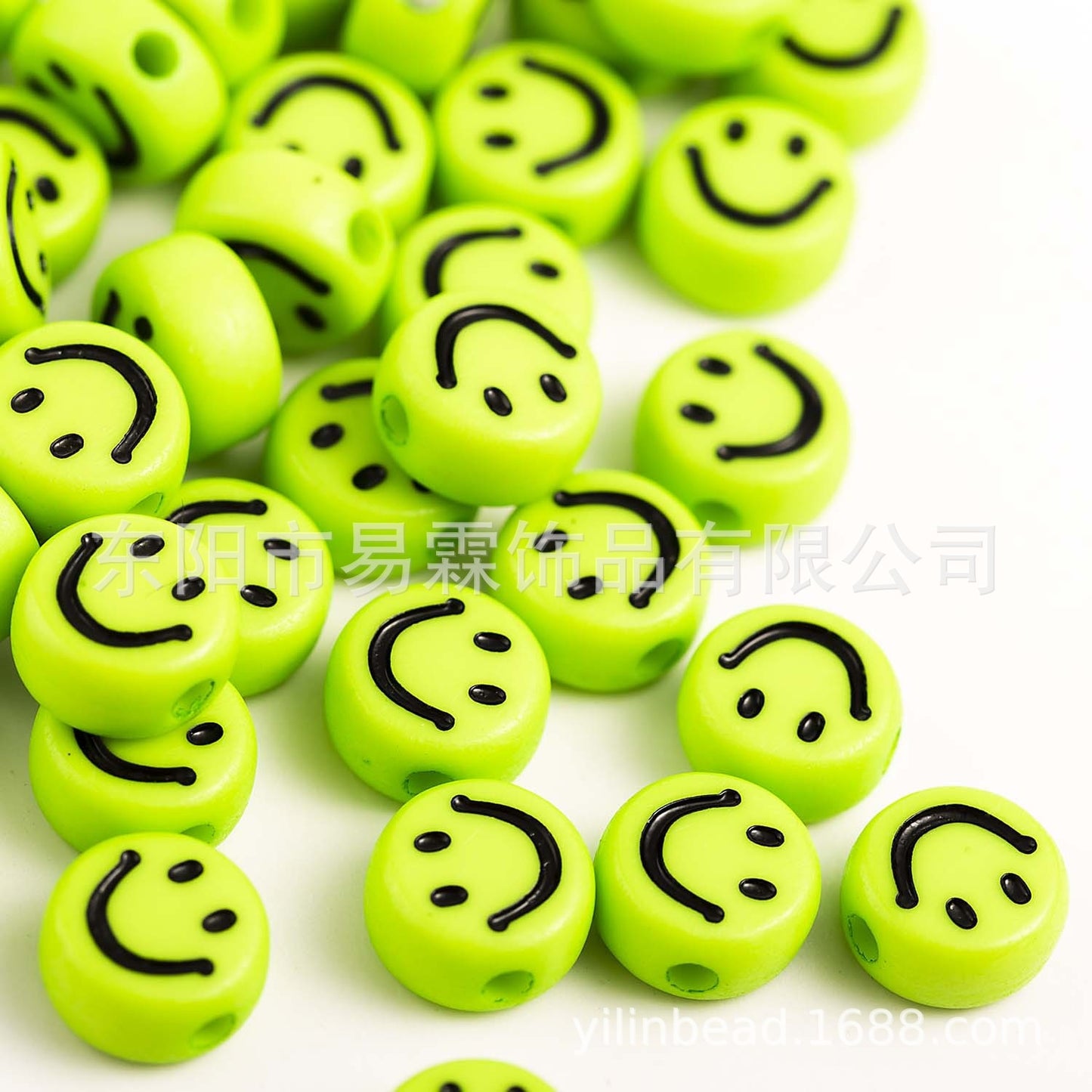 Acrylic Smiley Face Beads (color options, 100/set)