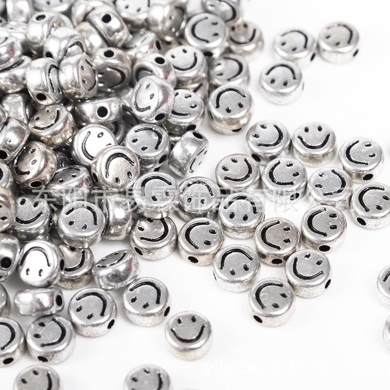 Acrylic Smiley Face Beads (color options, 100/set)